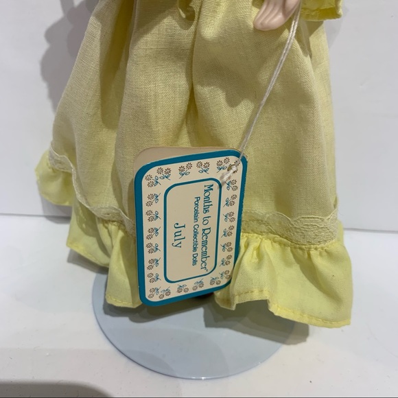Russ Months to Remember 8"Porcelain Dolls JULY Style No1591 Yellow Dress Vintage - Picture 3 of 7